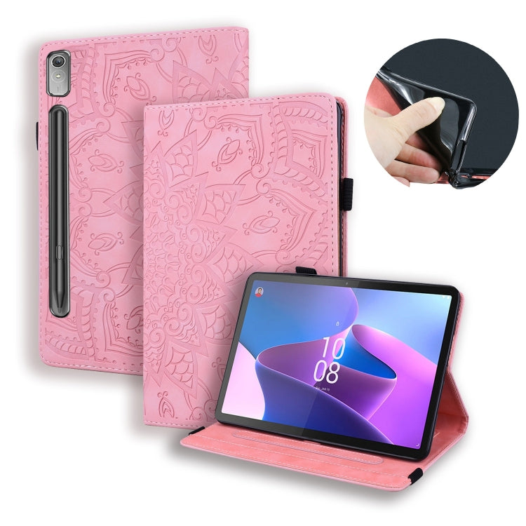 For Lenovo Tab P12 12.7 Calf Texture Embossed Leather Tablet Case(Pink) - Lenovo by PMC TechLife | Online Shopping South Africa | PMC TechLife | Buy Now Pay Later Mobicred