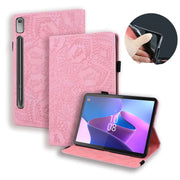 For Lenovo Tab P12 12.7 Calf Texture Embossed Leather Tablet Case(Pink)
