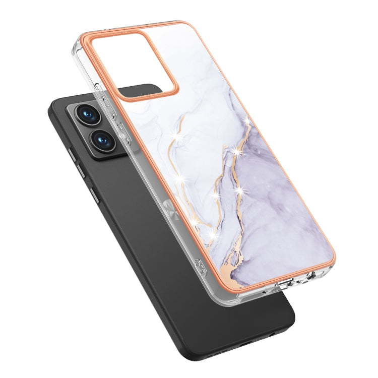 For Motorola Moto G84 Electroplating Marble Dual-side IMD Phone Case(White 006) - Motorola Cases by PMC TechLife | Online Shopping South Africa | PMC TechLife | Buy Now Pay Later Mobicred