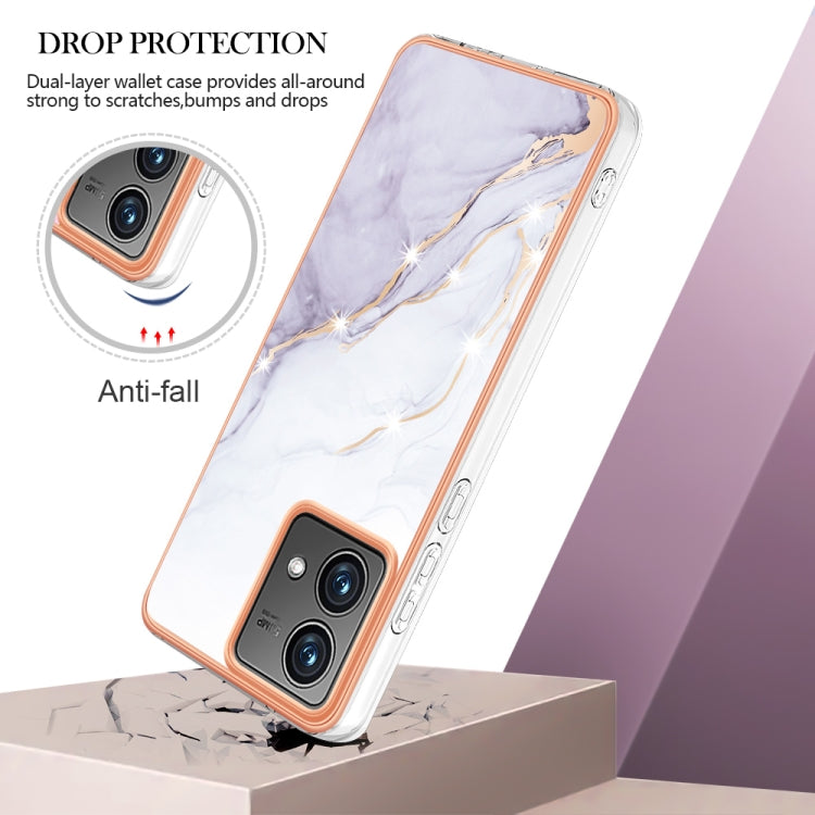 For Motorola Moto G84 Electroplating Marble Dual-side IMD Phone Case(White 006) - Motorola Cases by PMC TechLife | Online Shopping South Africa | PMC TechLife | Buy Now Pay Later Mobicred