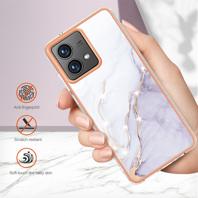 For Motorola Moto G84 Electroplating Marble Dual-side IMD Phone Case(White 006) - Motorola Cases by PMC TechLife | Online Shopping South Africa | PMC TechLife | Buy Now Pay Later Mobicred