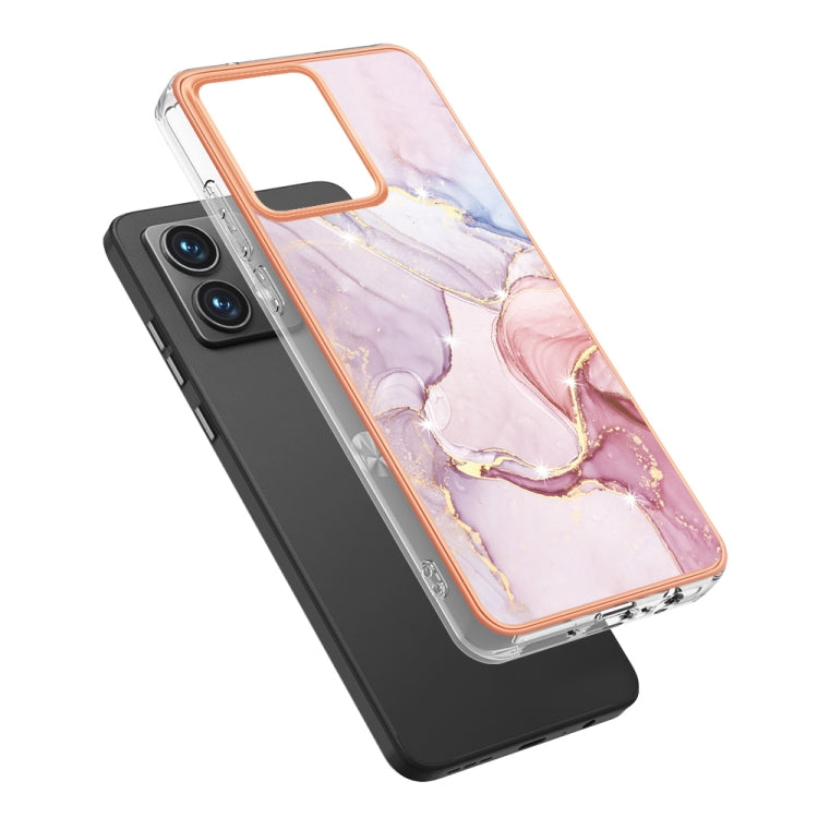 For Motorola Moto G84 Electroplating Marble Dual-side IMD Phone Case(Rose Gold 005) - Motorola Cases by PMC TechLife | Online Shopping South Africa | PMC TechLife | Buy Now Pay Later Mobicred