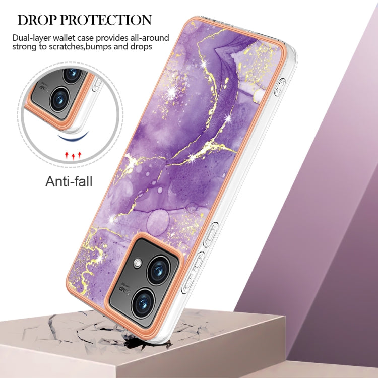 For Motorola Moto G84 Electroplating Marble Dual-side IMD Phone Case(Purple 002) - Motorola Cases by PMC TechLife | Online Shopping South Africa | PMC TechLife | Buy Now Pay Later Mobicred
