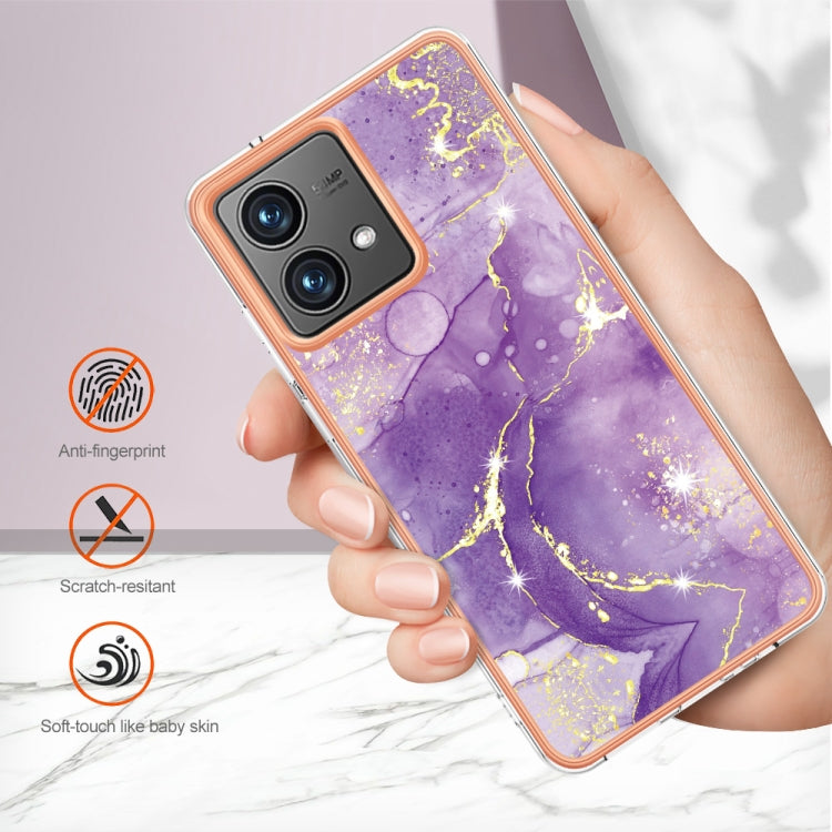 For Motorola Moto G84 Electroplating Marble Dual-side IMD Phone Case(Purple 002) - Motorola Cases by PMC TechLife | Online Shopping South Africa | PMC TechLife | Buy Now Pay Later Mobicred