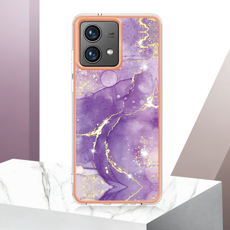 For Motorola Moto G84 Electroplating Marble Dual-side IMD Phone Case(Purple 002) - Motorola Cases by PMC TechLife | Online Shopping South Africa | PMC TechLife | Buy Now Pay Later Mobicred