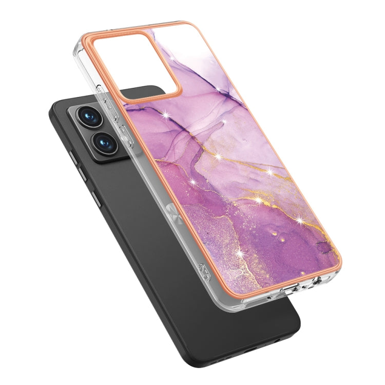 For Motorola Moto G84 Electroplating Marble Dual-side IMD Phone Case(Purple 001) - Motorola Cases by PMC TechLife | Online Shopping South Africa | PMC TechLife | Buy Now Pay Later Mobicred