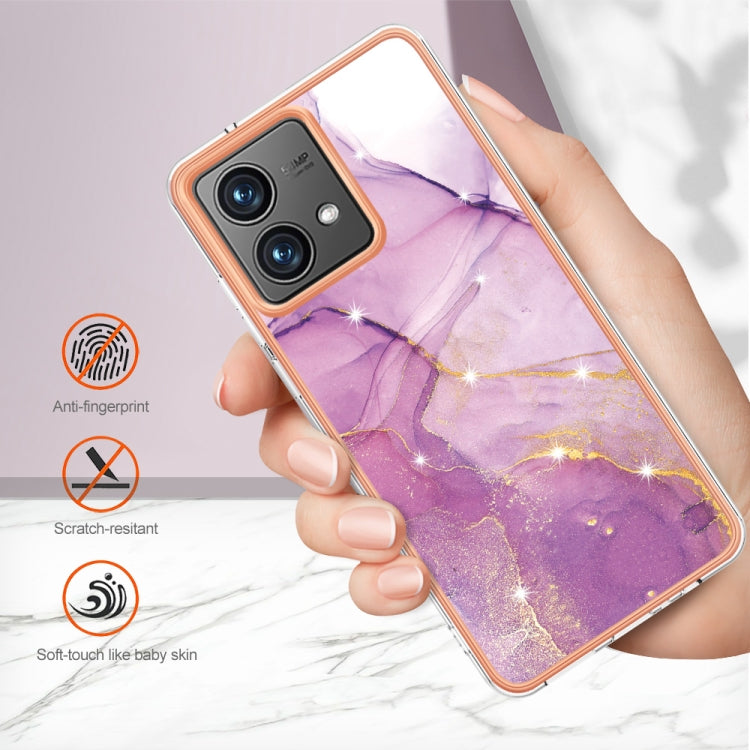 For Motorola Moto G84 Electroplating Marble Dual-side IMD Phone Case(Purple 001) - Motorola Cases by PMC TechLife | Online Shopping South Africa | PMC TechLife | Buy Now Pay Later Mobicred