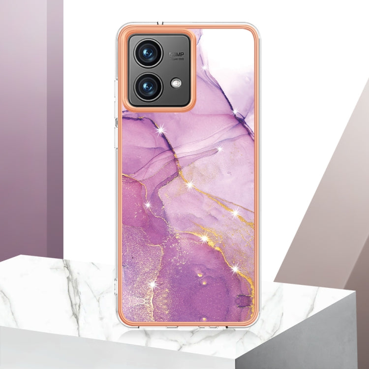 For Motorola Moto G84 Electroplating Marble Dual-side IMD Phone Case(Purple 001) - Motorola Cases by PMC TechLife | Online Shopping South Africa | PMC TechLife | Buy Now Pay Later Mobicred