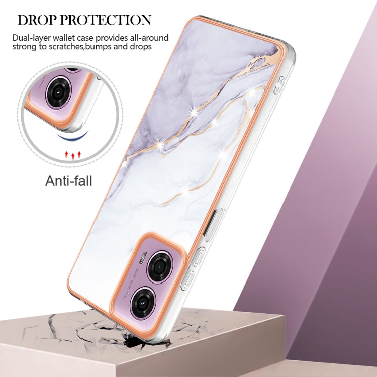 For Motorola Moto G24 4G / G04 4G Electroplating Marble Dual-side IMD Phone Case(White 006) - free shipping - PMC TechLife - Order now!