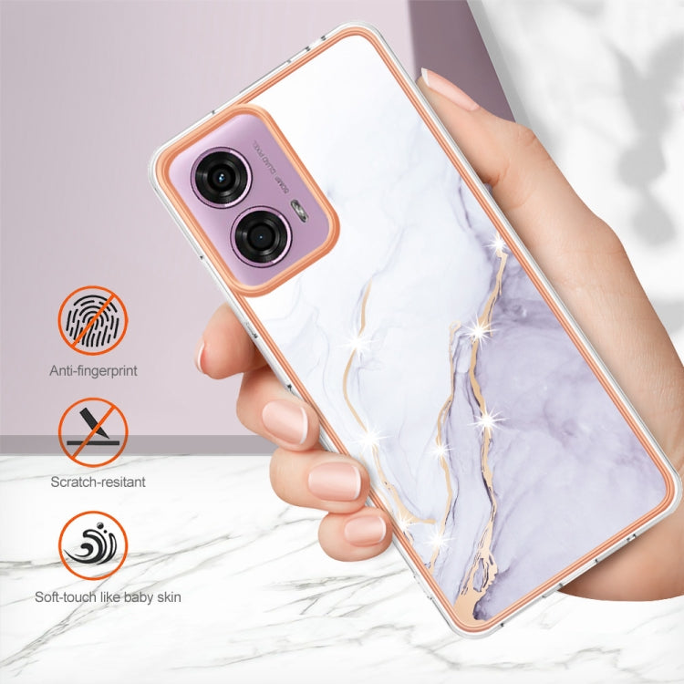 For Motorola Moto G24 4G / G04 4G Electroplating Marble Dual-side IMD Phone Case(White 006) - free shipping - PMC TechLife - Order now!
