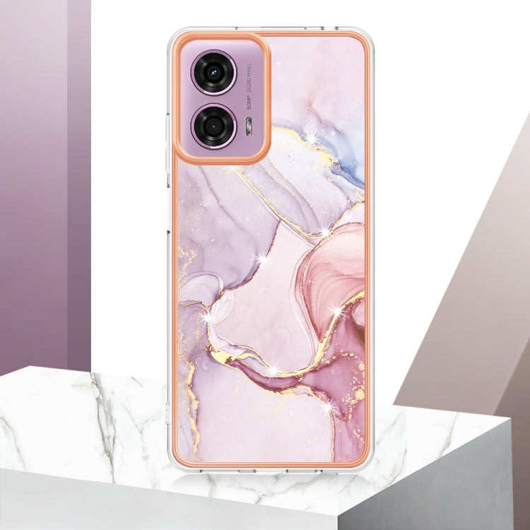 For Motorola Moto G24 4G / G04 4G Electroplating Marble Dual-side IMD Phone Case(Rose Gold 005) - Motorola Cases by PMC TechLife | Online Shopping South Africa | PMC TechLife | Buy Now Pay Later Mobicred