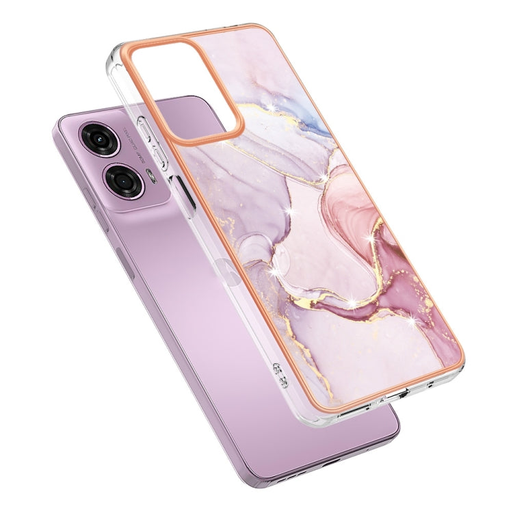 For Motorola Moto G24 4G / G04 4G Electroplating Marble Dual-side IMD Phone Case(Rose Gold 005) - Motorola Cases by PMC TechLife | Online Shopping South Africa | PMC TechLife | Buy Now Pay Later Mobicred