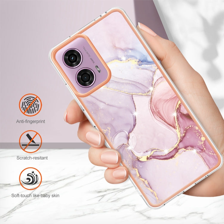 For Motorola Moto G24 4G / G04 4G Electroplating Marble Dual-side IMD Phone Case(Rose Gold 005) - Motorola Cases by PMC TechLife | Online Shopping South Africa | PMC TechLife | Buy Now Pay Later Mobicred