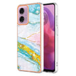 For Motorola Moto G24 4G / G04 4G Electroplating Marble Dual-side IMD Phone Case(Green 004) - Motorola Cases by PMC TechLife | Online Shopping South Africa | PMC TechLife | Buy Now Pay Later Mobicred