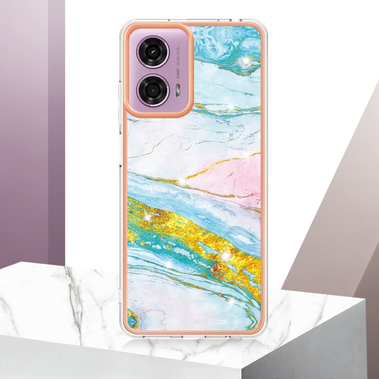For Motorola Moto G24 4G / G04 4G Electroplating Marble Dual-side IMD Phone Case(Green 004)