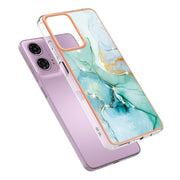 For Motorola Moto G24 4G / G04 4G Electroplating Marble Dual-side IMD Phone Case(Green 003)