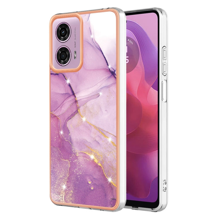 For Motorola Moto G24 4G / G04 4G Electroplating Marble Dual-side IMD Phone Case(Purple 001) - Motorola Cases by PMC TechLife | Online Shopping South Africa | PMC TechLife | Buy Now Pay Later Mobicred