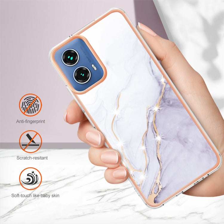 For Motorola Moto G34 Electroplating Marble Dual-side IMD Phone Case(White 006) - Motorola Cases by PMC TechLife | Online Shopping South Africa | PMC TechLife | Buy Now Pay Later Mobicred