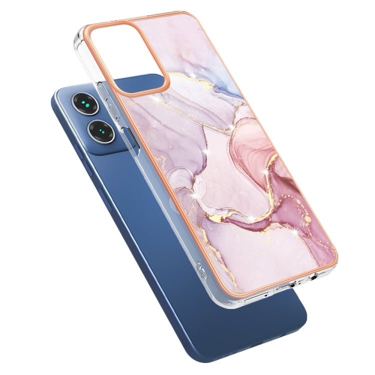 For Motorola Moto G34 Electroplating Marble Dual-side IMD Phone Case(Rose Gold 005) - Motorola Cases by PMC TechLife | Online Shopping South Africa | PMC TechLife | Buy Now Pay Later Mobicred