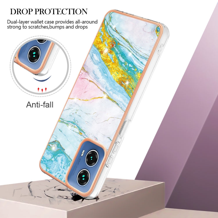 For Motorola Moto G34 Electroplating Marble Dual-side IMD Phone Case(Green 004) - free shipping - PMC TechLife - Order now!