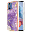 For Motorola Moto G34 Electroplating Marble Dual-side IMD Phone Case(Purple 002) - Motorola Cases by PMC TechLife | Online Shopping South Africa | PMC TechLife | Buy Now Pay Later Mobicred