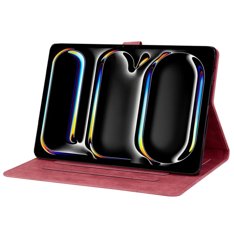 For iPad Pro 13 2024 Cartoon Sakura Cat Embossed Smart Leather Tablet Case(Red) - iPad Pro 13 2024 Cases by PMC TechLife | Online Shopping South Africa | PMC TechLife | Buy Now Pay Later Mobicred