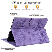 For Samsung Galaxy Tab S9 Ultra /S8 Ultra Cartoon Sakura Cat Embossed Leather Tablet Case(Purple)