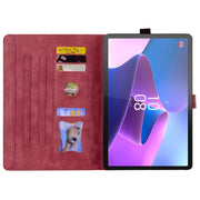 For Lenovo Tab P12 12.7 Cartoon Sakura Cat Embossed Leather Tablet Case(Red)