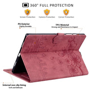 For Lenovo Tab P12 12.7 Cartoon Sakura Cat Embossed Leather Tablet Case(Red)