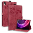 For Lenovo Tab P11 TB-J606F Cartoon Sakura Cat Embossed Leather Tablet Case(Red) - Lenovo by PMC TechLife | Online Shopping South Africa | PMC TechLife | Buy Now Pay Later Mobicred