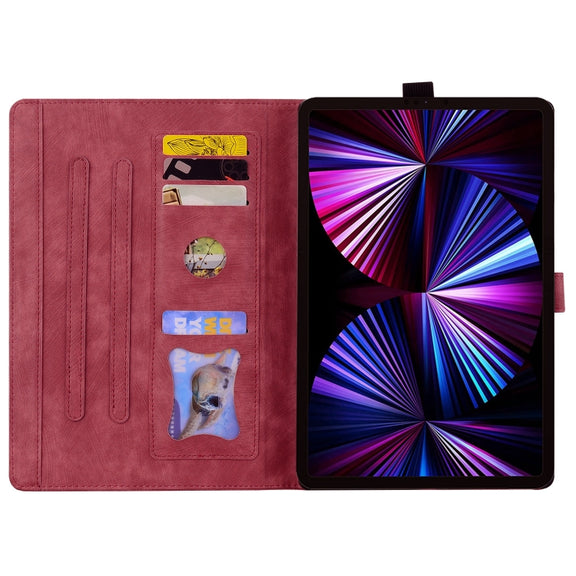 For Lenovo Tab P11 TB-J606F Cartoon Sakura Cat Embossed Leather Tablet Case(Red)