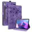 For Lenovo Xiaoxin Pad Pro 2022 / P11 Pro 2 Cartoon Sakura Cat Embossed Leather Tablet Case(Purple) - Lenovo by PMC TechLife | Online Shopping South Africa | PMC TechLife | Buy Now Pay Later Mobicred