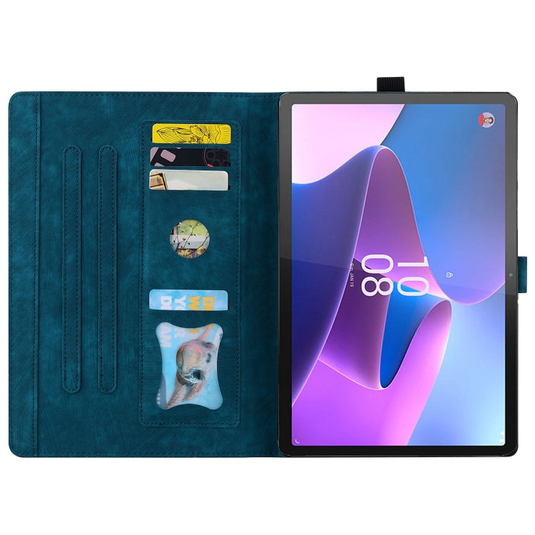 For Lenovo Xiaoxin Pad Pro 2022 / P11 Pro 2 Cartoon Sakura Cat Embossed Leather Tablet Case(Blue) - Lenovo by PMC TechLife | Online Shopping South Africa | PMC TechLife | Buy Now Pay Later Mobicred