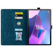 For Lenovo Xiaoxin Pad Pro 2022 / P11 Pro 2 Cartoon Sakura Cat Embossed Leather Tablet Case(Blue)