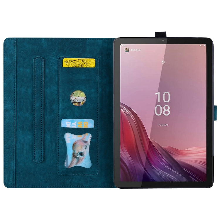 For Lenovo Tab M9 Cartoon Sakura Cat Embossed Leather Tablet Case(Blue) - Lenovo by PMC TechLife | Online Shopping South Africa | PMC TechLife | Buy Now Pay Later Mobicred