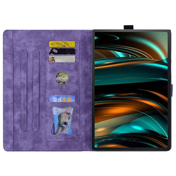 For Lenovo Tab M11 / Xiaoxin Pad 11 2024 Cartoon Sakura Cat Embossed Leather Tablet Case(Purple)