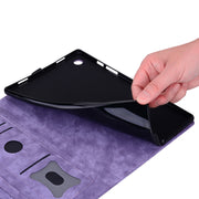 For Lenovo Tab M11 / Xiaoxin Pad 11 2024 Cartoon Sakura Cat Embossed Leather Tablet Case(Purple)