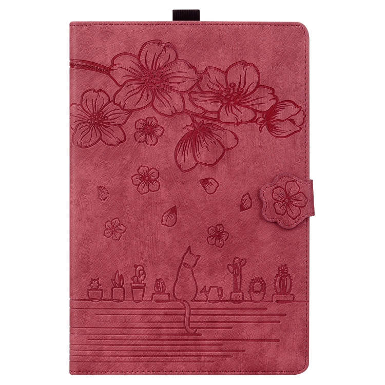 For Lenovo Tab K11 Plus / M11 Plus Cartoon Sakura Cat Embossed Leather Tablet Case(Red) - free shipping - PMC TechLife - Order now!