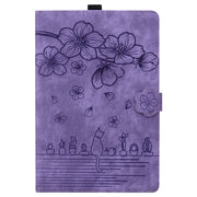 For Lenovo Tab K11 Plus / M11 Plus Cartoon Sakura Cat Embossed Leather Tablet Case(Purple)