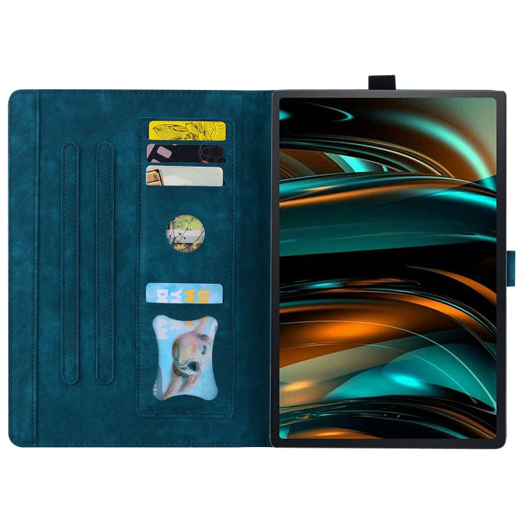 For Lenovo Tab K11 Plus / M11 Plus Cartoon Sakura Cat Embossed Leather Tablet Case(Blue)