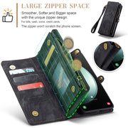 For Samsung Galaxy S23 FE CaseMe 008 Multifunctional Zipper Wallet Leather Phone Case with Lanyard(Black)