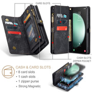 For Samsung Galaxy S23 FE CaseMe 008 Multifunctional Zipper Wallet Leather Phone Case with Lanyard(Black)