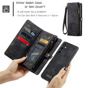For Samsung Galaxy S23 FE CaseMe 008 Multifunctional Zipper Wallet Leather Phone Case with Lanyard(Black)