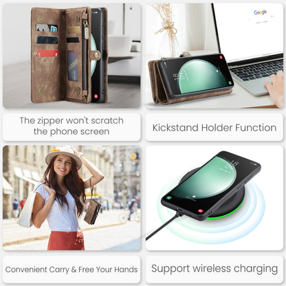 For Samsung Galaxy S23 FE CaseMe 008 Multifunctional Zipper Wallet Leather Phone Case with Lanyard(Brown) - free shipping - PMC Jewellery - Order now!