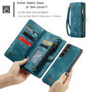For Samsung Galaxy S23 FE CaseMe 008 Multifunctional Zipper Wallet Leather Phone Case with Lanyard(Blue)