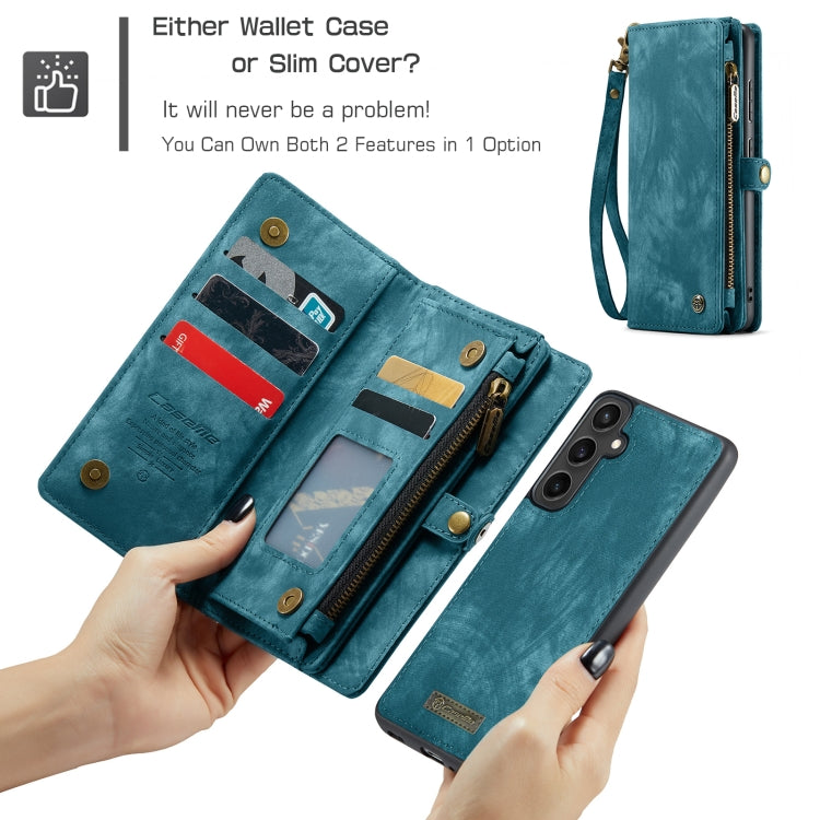 For Samsung Galaxy S23 FE CaseMe 008 Multifunctional Zipper Wallet Leather Phone Case with Lanyard(Blue)