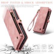 For Samsung Galaxy S23 FE CaseMe 008 Multifunctional Zipper Wallet Leather Phone Case with Lanyard(Pink)