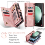 For Samsung Galaxy S23 FE CaseMe 008 Multifunctional Zipper Wallet Leather Phone Case with Lanyard(Pink)