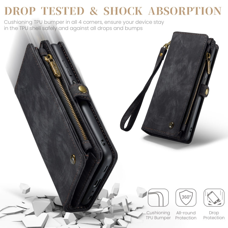 For Samsung Galaxy A15 5G CaseMe 008 Multifunctional Zipper Wallet Leather Phone Case with Lanyard(Black)