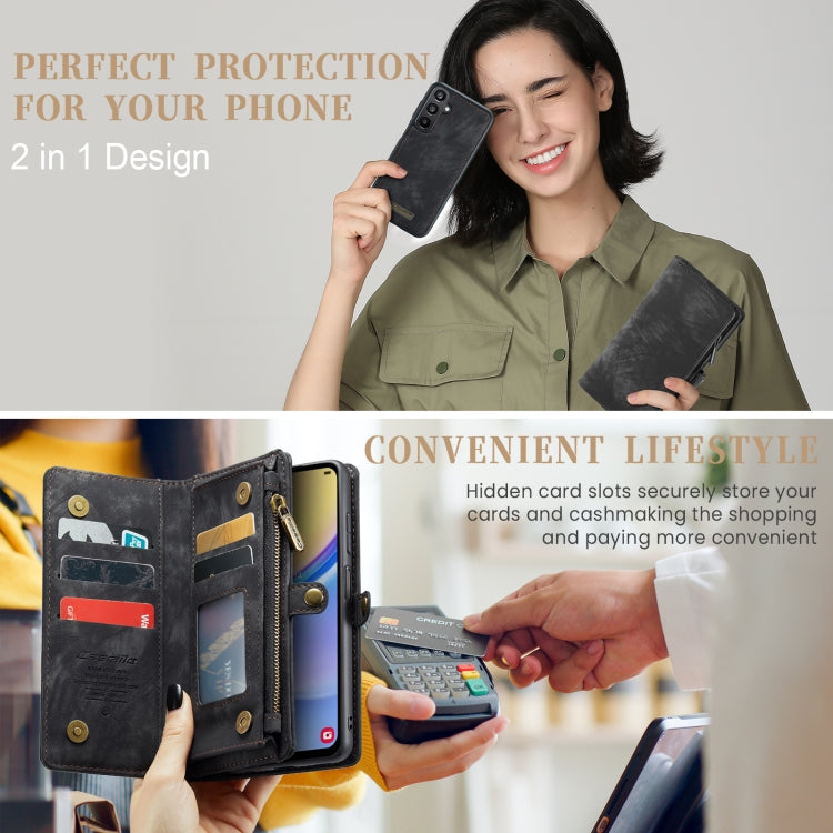 For Samsung Galaxy A15 5G CaseMe 008 Multifunctional Zipper Wallet Leather Phone Case with Lanyard(Black) - free shipping - PMC Jewellery - Order now!